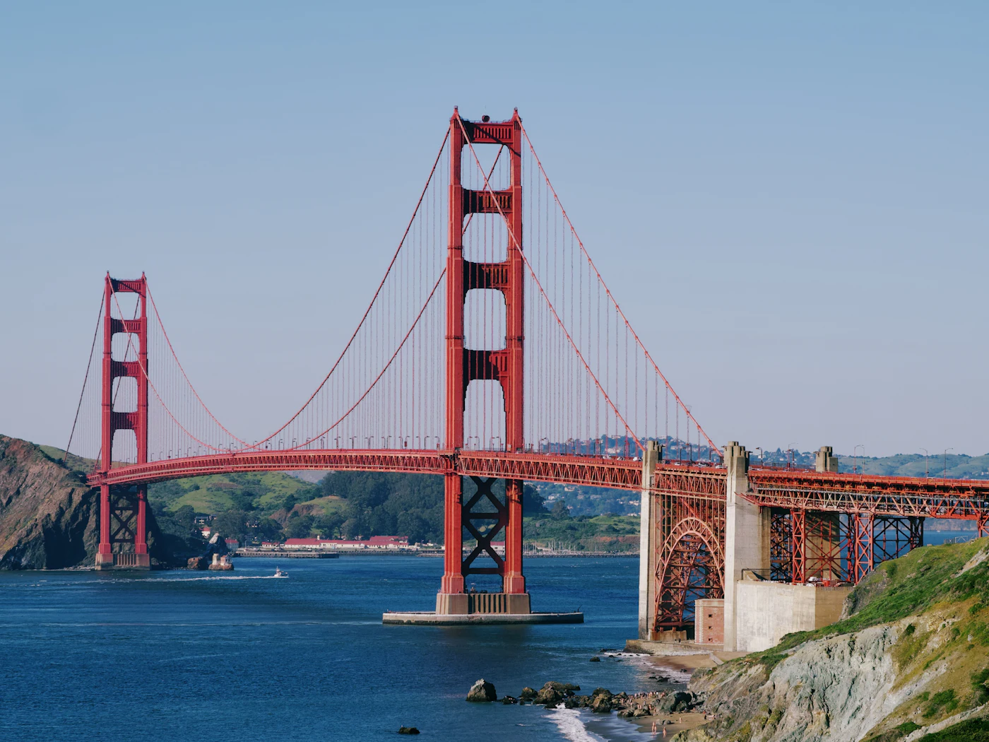 The Golden Gate Bridge spanning San Francisco Bay